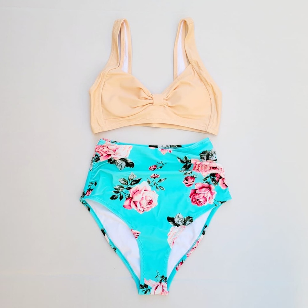 Cupshe Floral Print Knot Two Piece Swimsuit Size XS